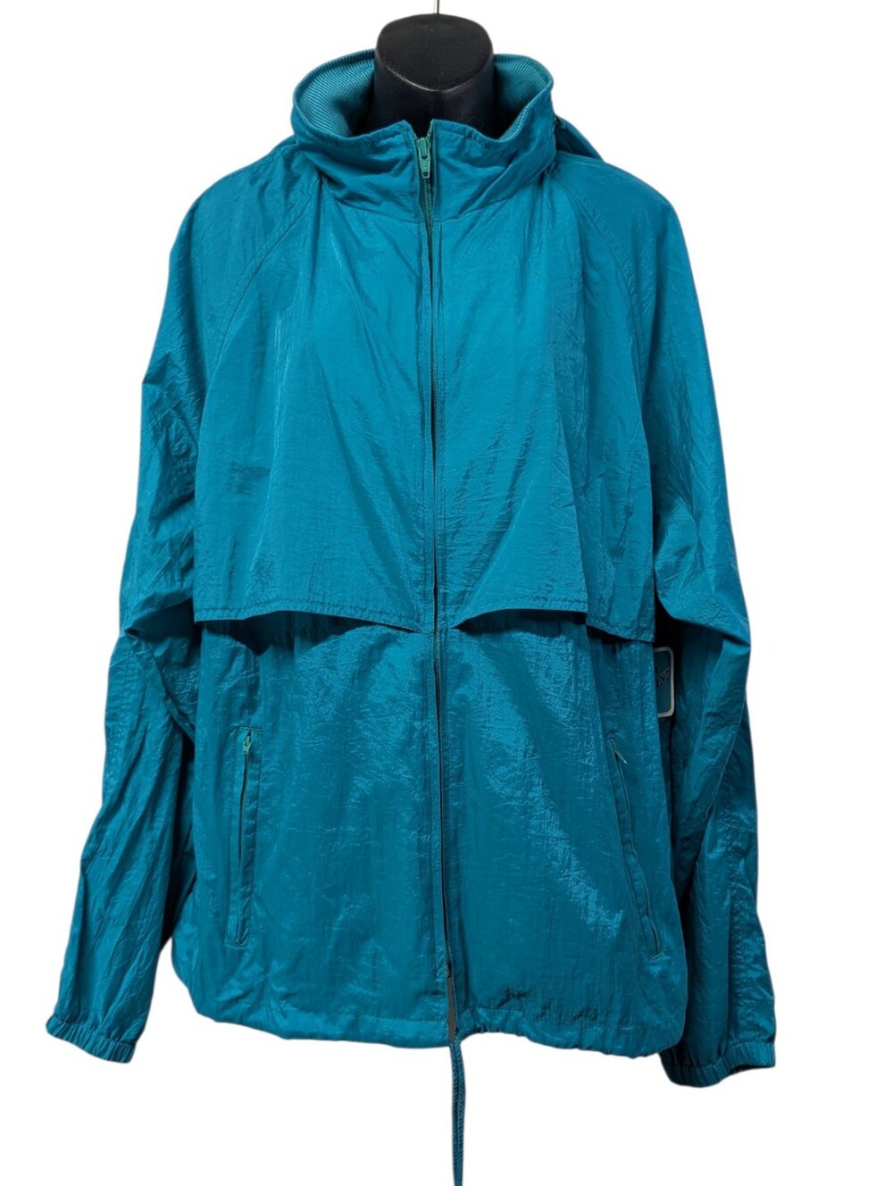 totes Men's Blue Hooded Windbreaker Jacket Full Zip Stand-Up Collar Size L NWT